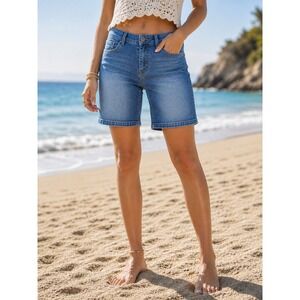 17/21 Exclusive Denim Womens Plus Size 20W Bermuda‎ Jean Shorts Medium Wash Blue